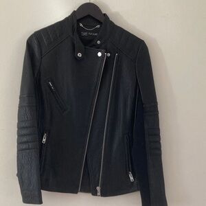 Yigal Azrouel Black Leather Jacket with Silver Accents